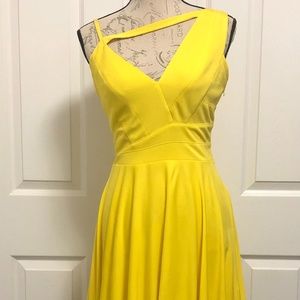 NOAM HANOCH Yellow Asymmetric Minimalist Dress